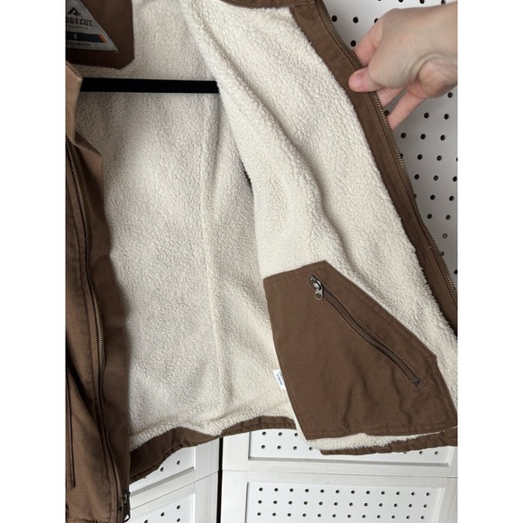 Ridgecut Women's Small 6-8 Canvas Work Zip Vest Brown Sherpa Lined Tough - Picture 8 of 10